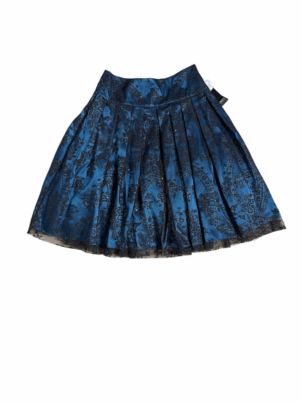 NWT Adrianna Papell Blue and Black Tulle Lace Beaded Cocktail Skirt Size 6